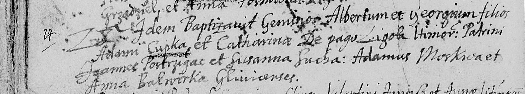 1642, 27 marca, Wójtowa Wieś, narodziny Jerzego i Adalberta Ciupki