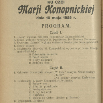 1925, 10 maja, Suwałki, Akademia ku czci Marii Konopnickiej, Tygodnik Suwalski